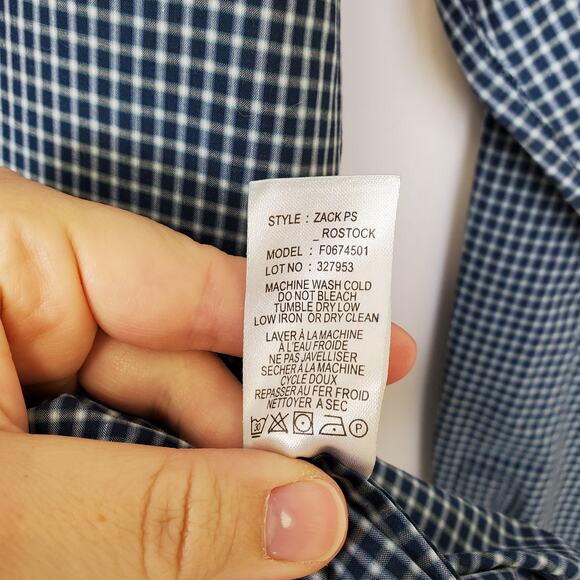 Theory Shirt Mens Large Zack PS Button Front Long Sleeve Checked Plaid Navy Blue - Picture 5 of 9